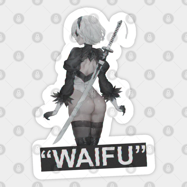 Glitch Nier 2b Waifu Sticker by cocorf